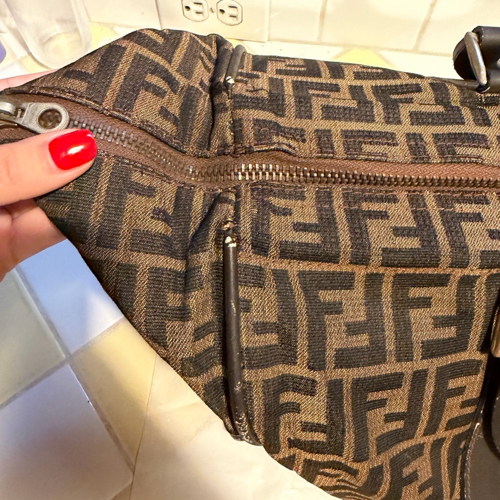 Fendi Brown FF Logo Canvas Duffel Bag - Picture 12 of 16